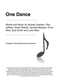 One Dance for String Quartet Sheet Music by Drake