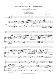 Albinoni - Oboe Concerto No.2 in D minor Op.9 for Oboe or Flute and Piano Sheet Music by Albinoni Tomaso