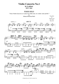 JS Bach Violin Concerto BWV 1041-2_Andante-Piano solo Sheet Music by Bach Johann Sebastian