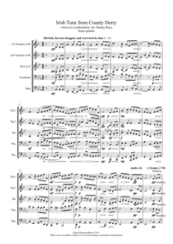 Irish Tune from County Derry (Also k/a Londonderry Air /Danny Boy) - brass quintet Sheet Music by Percy Aldridge Grainger