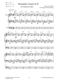 Romantic Canon in D for Piano & Cello Sheet Music by Johann Pachelbel