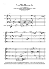 From This Moment On for String Quartet Sheet Music by Shania Twain