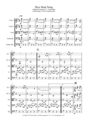 Skye Boat Song for string quartet with additional optional bass part. Score & parts with mp3 Sheet Music by Traditional