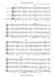 Be Thou My Vision for Clarinet Quartet Sheet Music by Traditional Irish