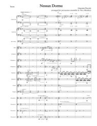 Nessun Dorma (arranged for percussion ensemble) Sheet Music by Giacomo Puccini