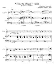 Venus from "The Planets" for clarinet and piano. Sheet Music by Gustav Holst