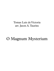 O Magnum Mysterium (de Victoria) Sheet Music by Tomas Luis de Victoria
