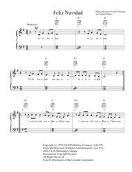 Disparidad puente Bastante Feliz Navidad - for easy piano (optional vocals and guitar) Sheet Music by  Jose Feliciano - ghostswelcome.com