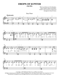 Drops Of Jupiter (Tell Me) for Easy Piano Sheet Music by Train