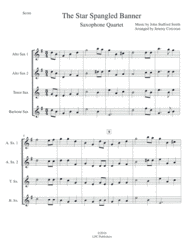 The Star Spangled Banner for Saxophone Quartet Sheet Music by John Stafford Smith