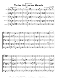 Tiroler Holzhacker Marsch - German Polka March - Oktoberfest - Wind Quintet Sheet Music by J. F. Wagner