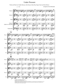 Under Pressure for String Quartet Sheet Music by Queen and David Bowie