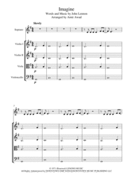 Imagine (for solo singer or instrument with string quartet/Orchestra ) Sheet Music by John Lennon