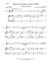 BLESSED ASSURANCE (Violin/Piano and Violin Part) Sheet Music by PHOEBE PALMER KNAPP