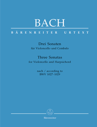 Three Sonatas for Violoncello and Harpsichord Sheet Music by Johann Sebastian Bach