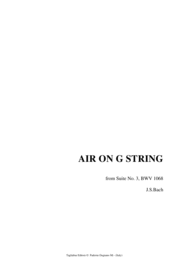 AIR ON THE G STRING - for String Quartet with Parts Sheet Music by Johann Sebastian Bach