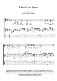 I Say A Little Prayer fingerstyle guitar Sheet Music by Bacharach & David