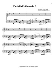 Canon in D - Pachabel Sheet Music by J. Pachabel