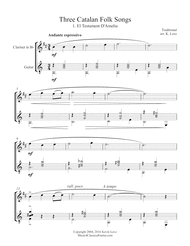 Three Catalan Folk Songs (Clarinet and Guitar) - Score and Parts Sheet Music by Traditional