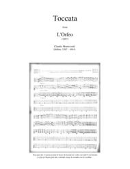 TOCCATA (fanfare) from L'ORFEO by Monteverdi - brass ensemble with opt. percussion - score