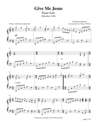 Give Me Jesus (Piano Solo) Sheet Music by Traditional African-American Spiritual
