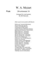 Divertimento No. 16 for wind quintet Sheet Music by Wolfgang Amadeus Mozart