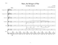 The Planets: Mars for Brass Quintet and Piano Sheet Music by Gustav Holst