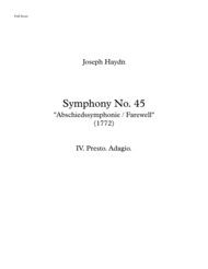 Haydn - "Farewell" Symphony - Arranged for String Orchestra Sheet Music by Franz Joseph Haydn