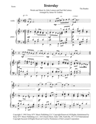The Beatles: Yesterday for Violin & Piano Sheet Music by The Beatles
