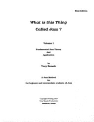 What Is This Thing Called Jazz? Vol.I Sheet Music by Tony Benade