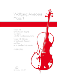 Sonata according to K. 292 (196 c) for Violoncello (Fagott) und Klavier oder fur zwei Bassinstrumente (Celli