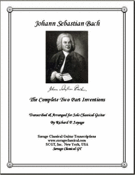 The Complete 15 Two Part Inventions for Solo Classical Guitar Sheet Music by Johann Sebastian Bach