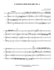 Canzona per Sonare No. 4 Sheet Music by Giovanni Gabrieli