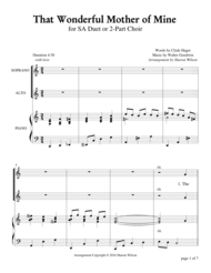 That Wonderful Mother of Mine - Key of C (for SA duet with Piano Accompaniment) Sheet Music by Clyde Hager