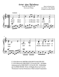 Over The Rainbow (from The Wizard Of Oz) Level 4 Piano Version Sheet Music by Judy Garland