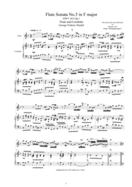 Handel - Flute Sonata No.5 in F major HWV 363 Op.1 for Flute and Cembalo or Piano Sheet Music by Handel George Frideric