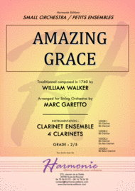 AMAZING GRACE - Traditionnal - for CLARINET Quartet - Arranged by Marc Garetto Sheet Music by William Walker