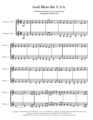 God Bless The U.S.A. for Beginner Trumpet Duet Sheet Music by Lee Greenwood