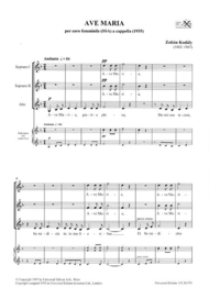 Ave Maria Sheet Music by Zoltan Kodaly