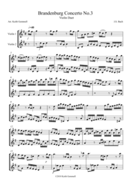 Brandenburg Concerto No. 3: Violin Duet Sheet Music by Johann Sebastian Bach