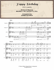 Happy Birthday SSAA a cappella Sheet Music by MILDRED J. HILL
