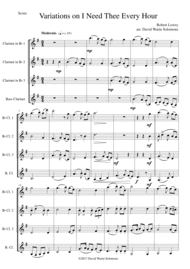 Variations on I Need Thee Every Hour for Clarinet quartet Sheet Music by Robert Lowry