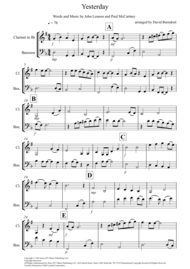 Yesterday for Clarinet and Bassoon Duet Sheet Music by The Beatles
