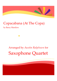 Copacabana (At The Copa) - sax quartet Sheet Music by Barry Manilow