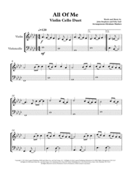 All Of Me by John Legend Violin and Cello Duet Sheet Music by John Legend