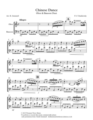 Chinese Dance (Nutcracker Suite): Oboe & bassoon Duet Sheet Music by P.I. Tchaikosvky