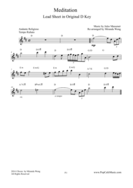 Meditation (from Thais) - Lead Sheet in Original D Key Sheet Music by Jules Massenet