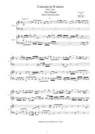 Concerto in D minor BWV 1043 for Piano Duet - Complete Sheet Music by Johann Sebastian Bach
