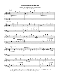 Beauty And The Beast Advanced Piano Solo Sheet Music by Alan Menken