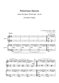 A. Borodin - ''Polovtsian Dances'' for piano 4 hands Sheet Music by Alexander Borodin